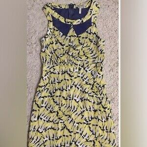 PENA WOMAN Collection yellow blue sleeveless mini mid thigh dress Size Small L